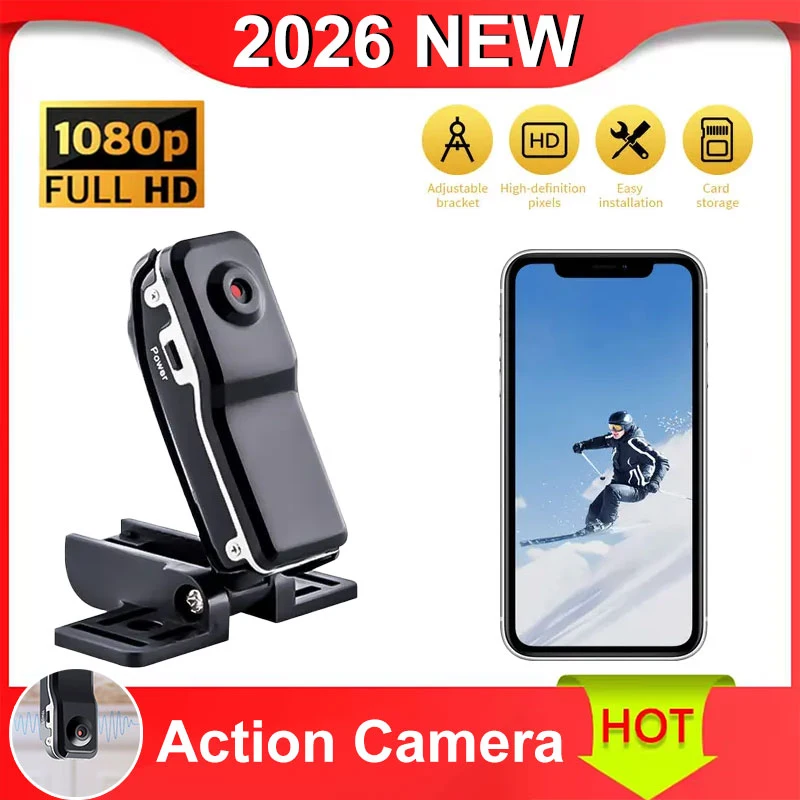 

Портативная мини-видеокамера HD 1080P с креплением, видеорегистратор, камера безопасности для нянь, спортивная веб-камера для домашнего и офисного использования ﻿