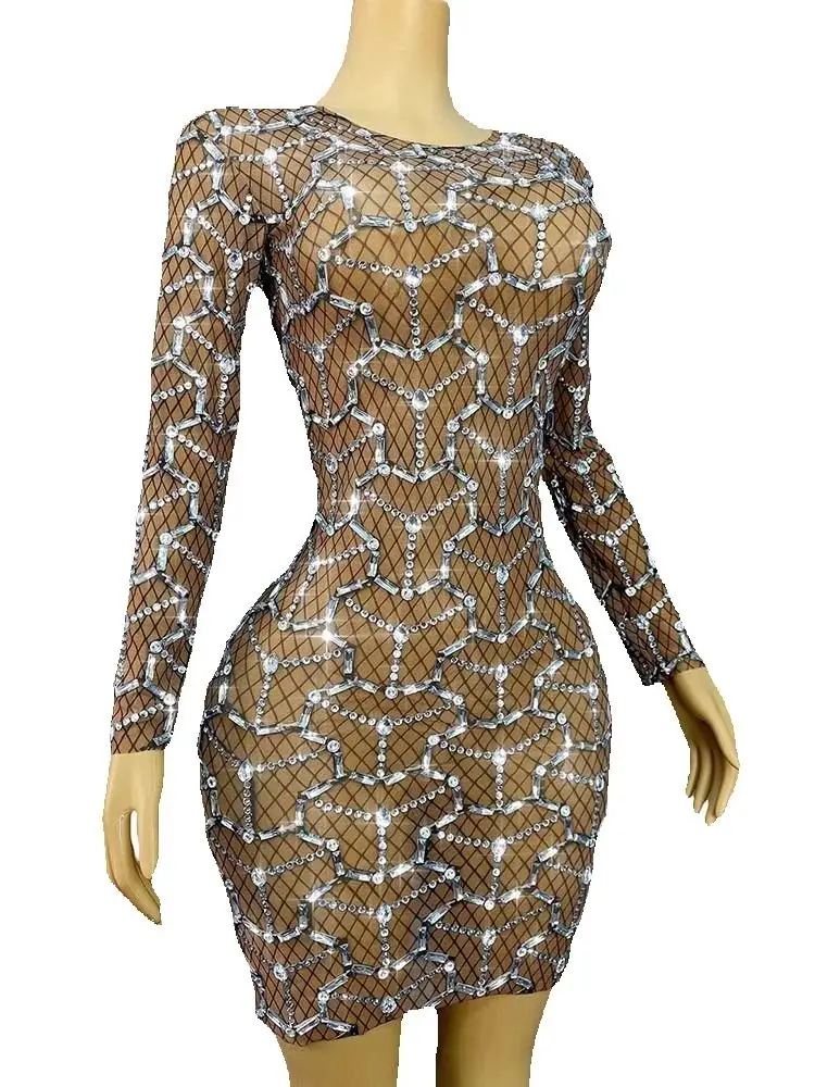 جودة عالية الساخن ختم مثير مطاطا فستان بأكمام طويلة 2025 موضة جديدة مخصصة الملابس النسائية