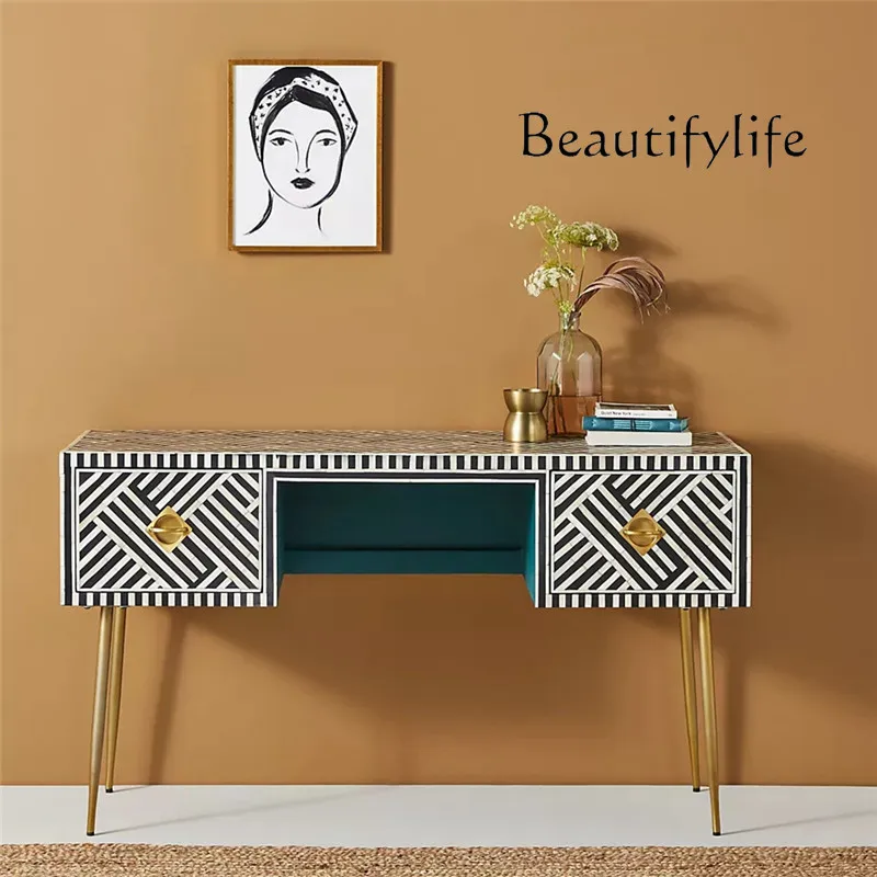 

Solid wood light luxury computer desk American French desk home retro writing designer