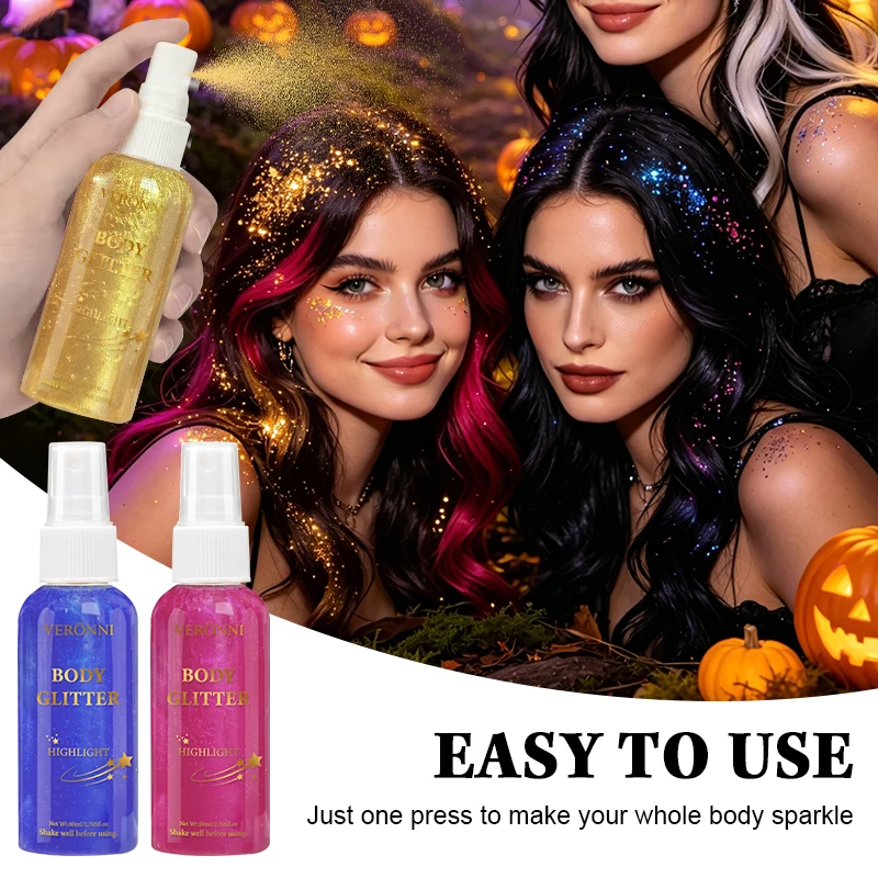 2Pcs VERONNI Body Glitter Spra - Makeup Fixing Mist review and price