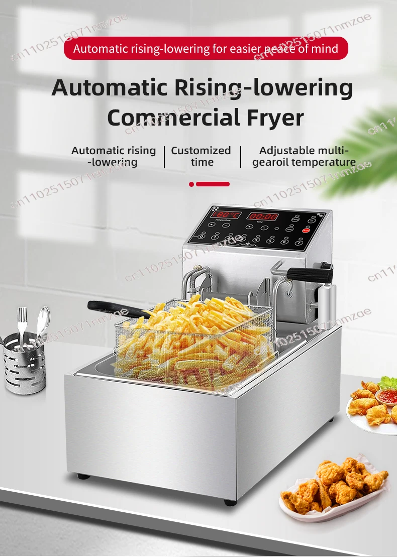 Automatic Lifting Electric Deep Fryer Multifunctional Frying Machine for Home & Commercial Kitchen