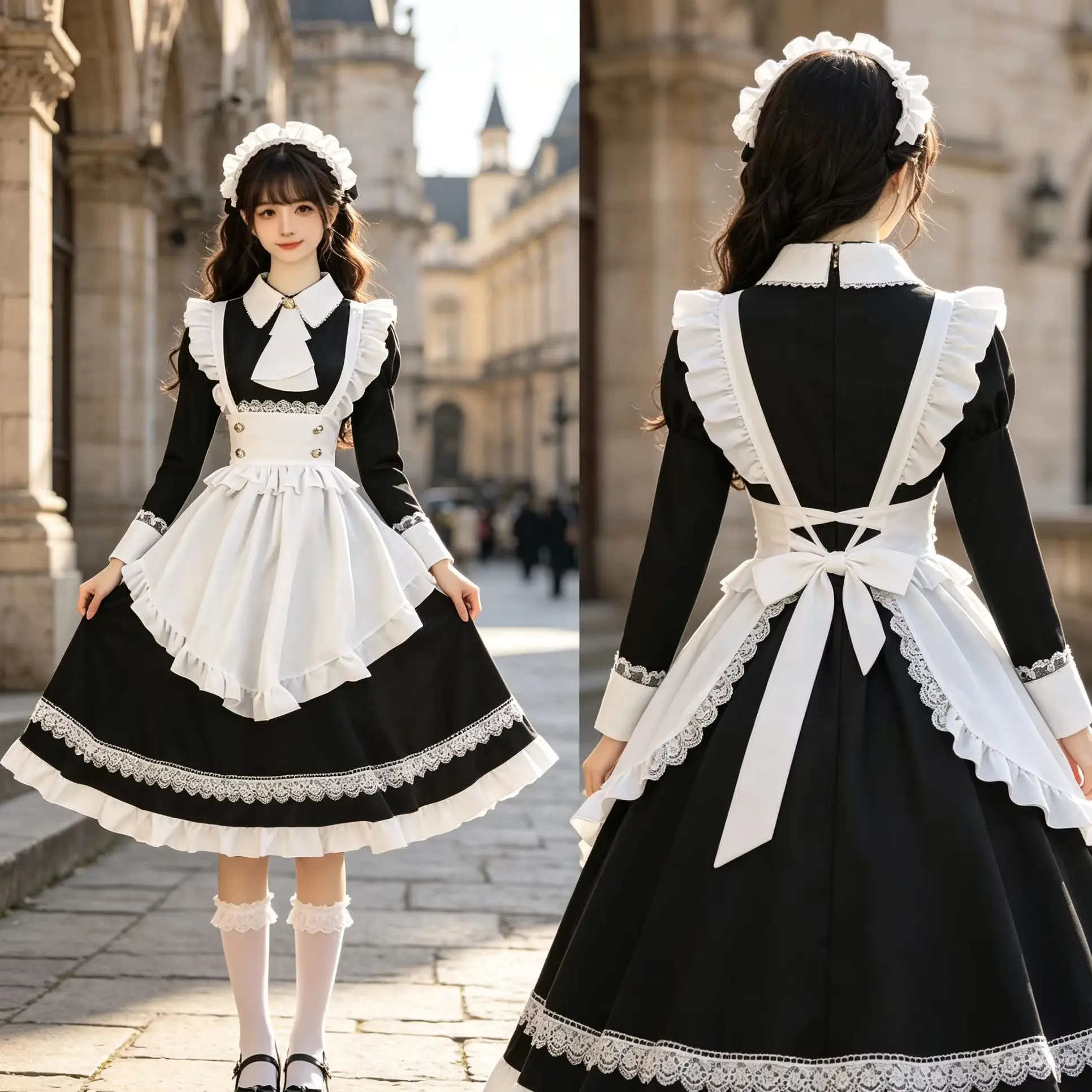 

British Long Sleeve Maid Dress, Anime Lolita Dress,Maid Dress Cosplay Costume for Stage Show Role Play Themed Party Performance
