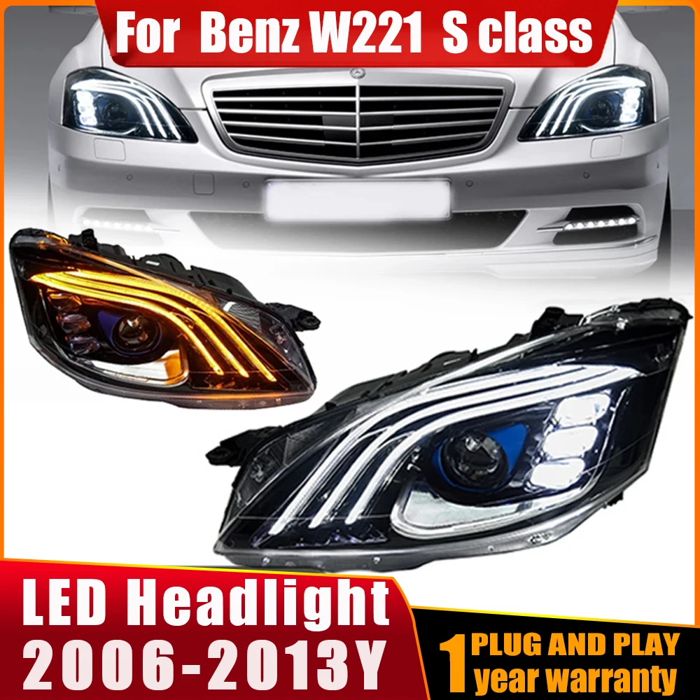 Head Lamp for Benz W221 S class LED Headlight 2006-2013 Headlights S300 S400 DRL Turn Signal High Beam Angel Eye Projector Lens