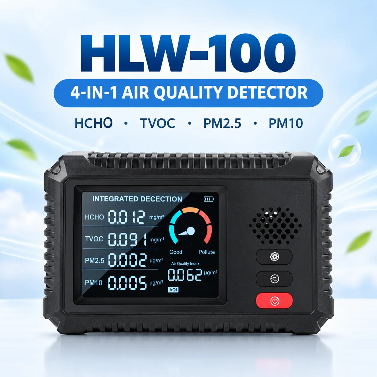 Air Quality Detector Intelligent Detection Of Formaldehyde Co2 PM2.5 PM10 Measuring Device Real-time Indoor Air Pollution Data