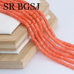 4x5mm Small Fashion Column Natural Pink Sea Bamboo Coral Loose Beads For Making Jewelry DIY Necklace 15inch