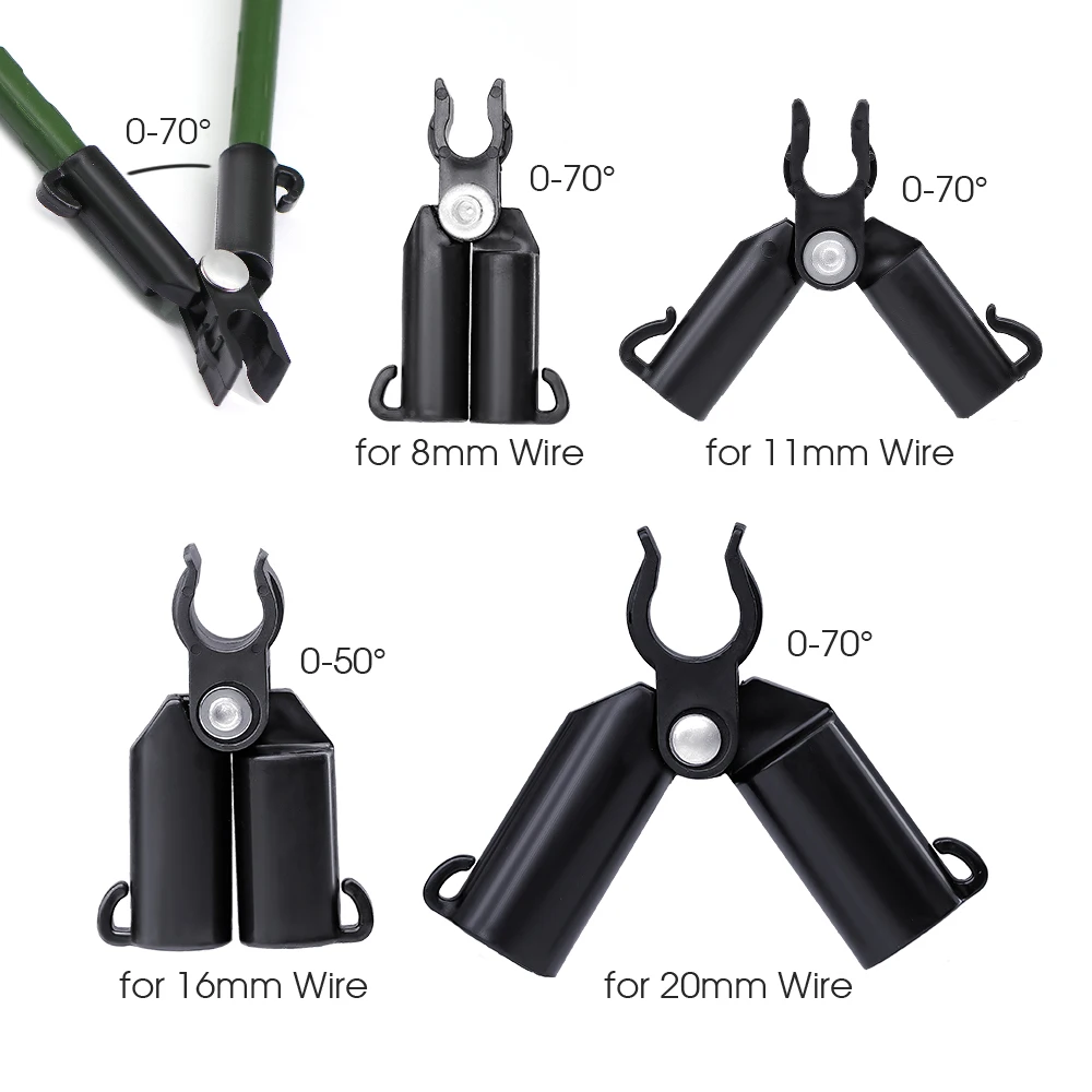 5PCS Garden Stake Clips 8/11/16/20mm Adjustable Plant Trellis Connector A Connecting Joint Support Stake Sturdy Steel Pipe Clamp