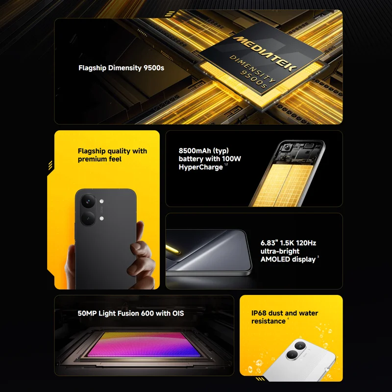 POCO X8 Pro MAX – Teléfono Inteligente de 6.83 Pulgadas, Dimensity 9500S, Batería de 8500 mAh, Sensor de Luz Fusion 600 de 50MP con OIS 3