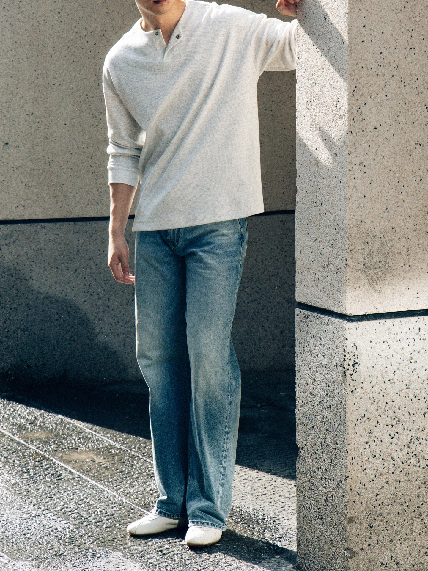 Men's Long Sleeve T-Shirt Casual Thin Cotton Blend Fabric Henry Collar Commute Style Breathable Moisture Wicking Flat Knit Te...