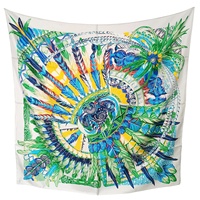 100% Silk Scarf 90x90 Hand Rolled Silk Scarf Luxury Designer Shawls Head Hair Neck Decoration Summer Mother Christmas Gift