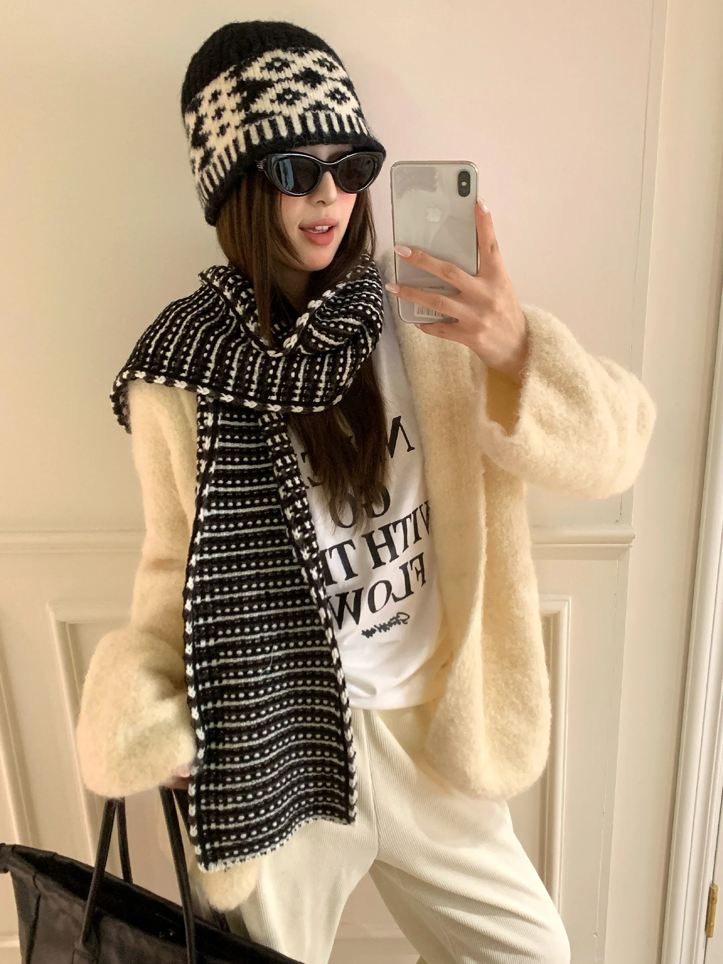 Striped Knitted Scarf For Women Autumn And Winter Korean Version High-End Feeling Versatile And Warm Neck Warmer