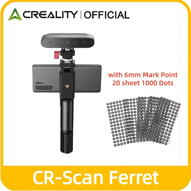 Creality CR-Scan Ferret 3D Scanner Kit w/3mm 560PCS Markers 0.1mm Accuracy 30FPS ASIC Chip for Android PC Win10/11 3D Printing