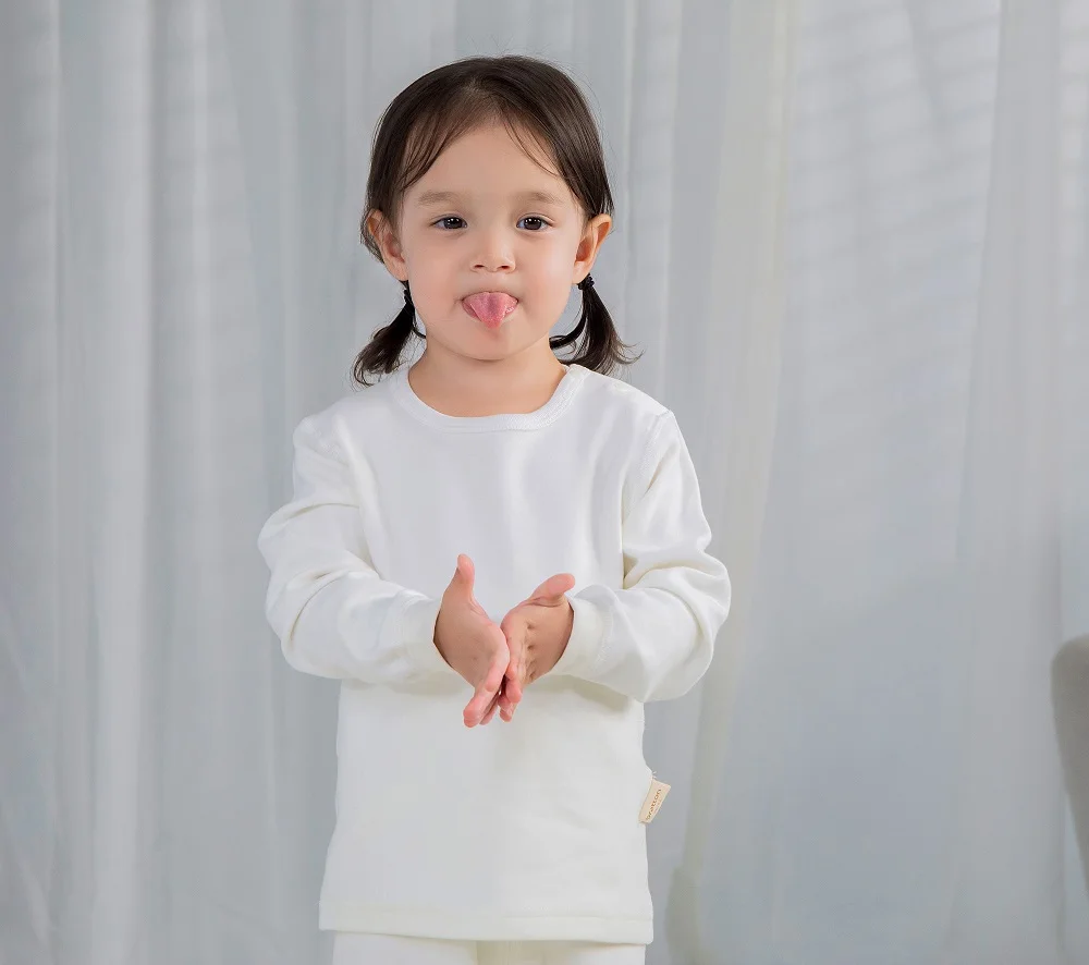 0-2Years Baby Sleepwear Spring Fall Winter White 100% natural colored cotton Boys Girls Thermal Warm Baby Kids Home Wear Pajamas