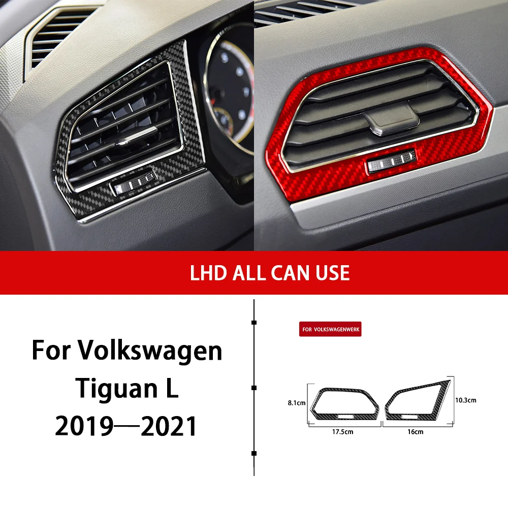 Car Accessories Carbon Fiber Sides AC Air Conditioner Vent Cover Trim Sticker Modification For Volkswagen Tiguan L 2019—2021 - view 3