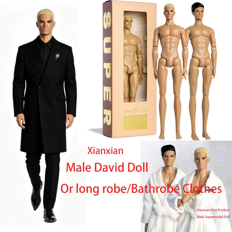 Xianxian Male David Doll Or Long Robe/Bathrobe Clothes 33cm Man Supermodel Doll 12 Joint Deep Wheat Skin 1/6 Man Doll Toys Model