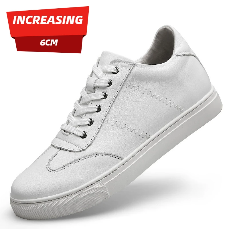 

Men's Casual Shoes: Top Layer Cowhide Upper, Pigskin Lining, High-quality Board Shoes, Invisible Inner Height Increase By 6CM