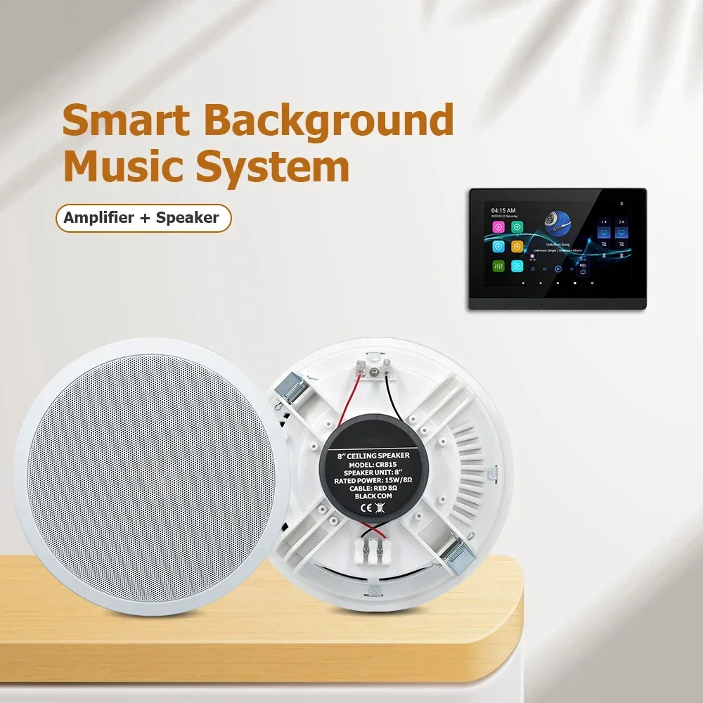 7inch WiFi Bluetooth Amplifier Android In-wall Audio Amp Smart Home Theater Background Music System 8inch Stereo Ceiling Speaker