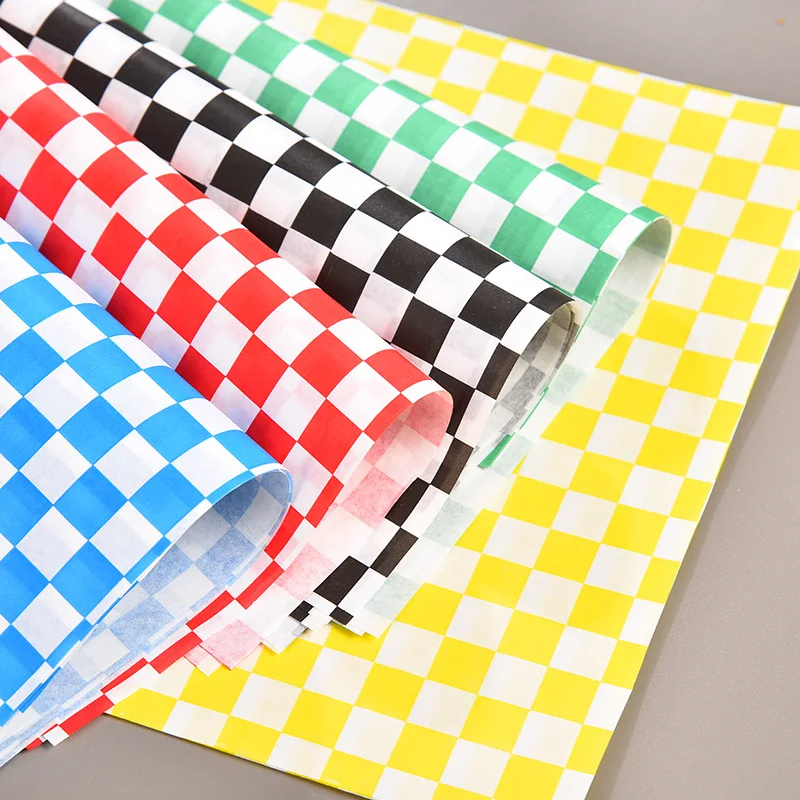 

500pcs Recyclable Eco-Friendly Colorful Checker Design Food Wax Paper 12*12in Custom Deli Paper Custom Wax Paper Food Wrapping