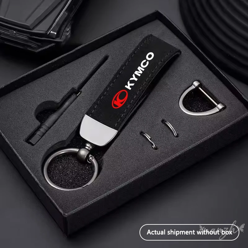 Chaveiro de Couro Camurça com Emblema de Carro, Pingente para Presentes Kymco Agility 50 Ak550 Xciting 250 300 350 400 400S 500 MOTO