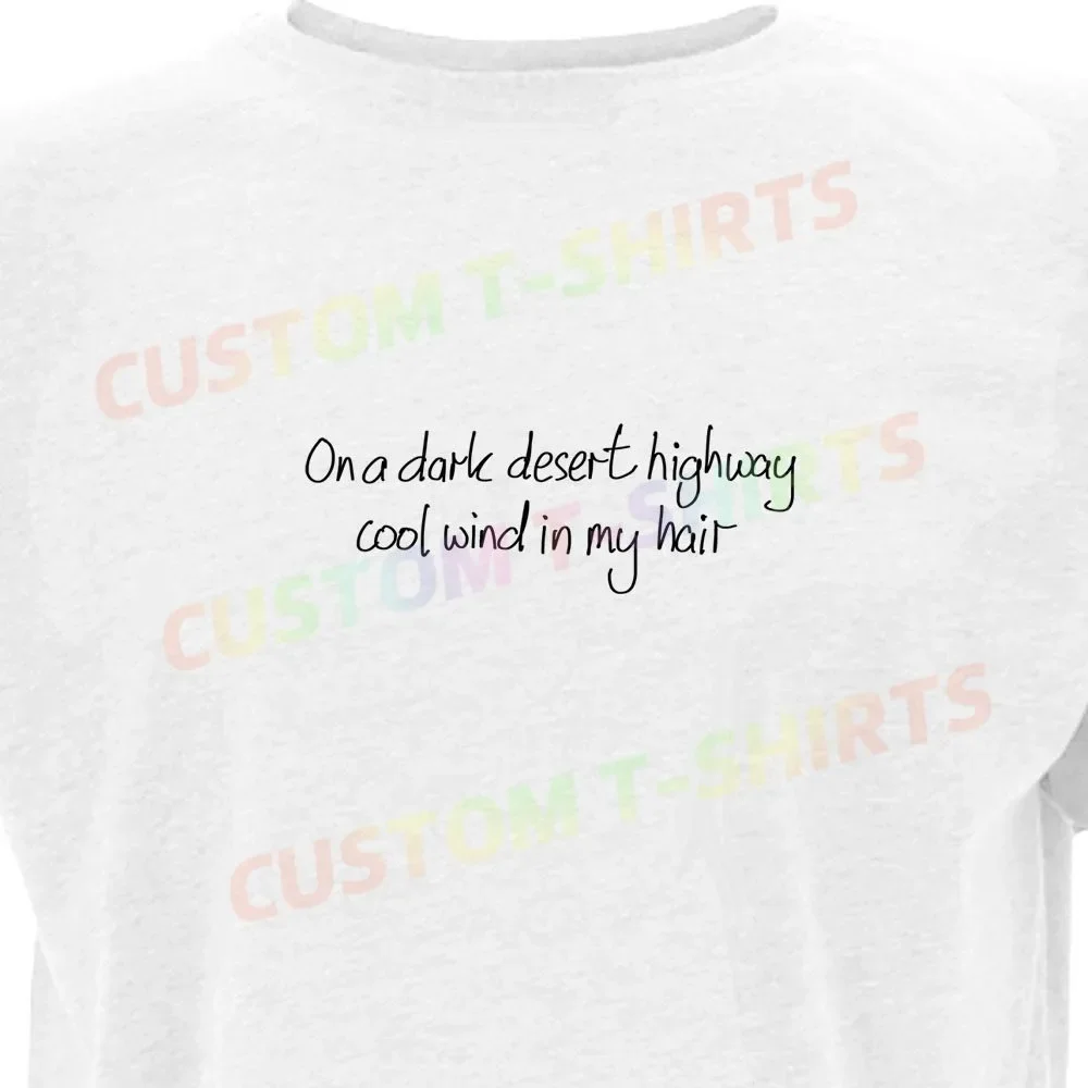 

54 147_Lyrics_–_Hotel_California_–_The_Eagles Fans' comic-style hand-drawn pattern T-shirts for both men and women in summer
