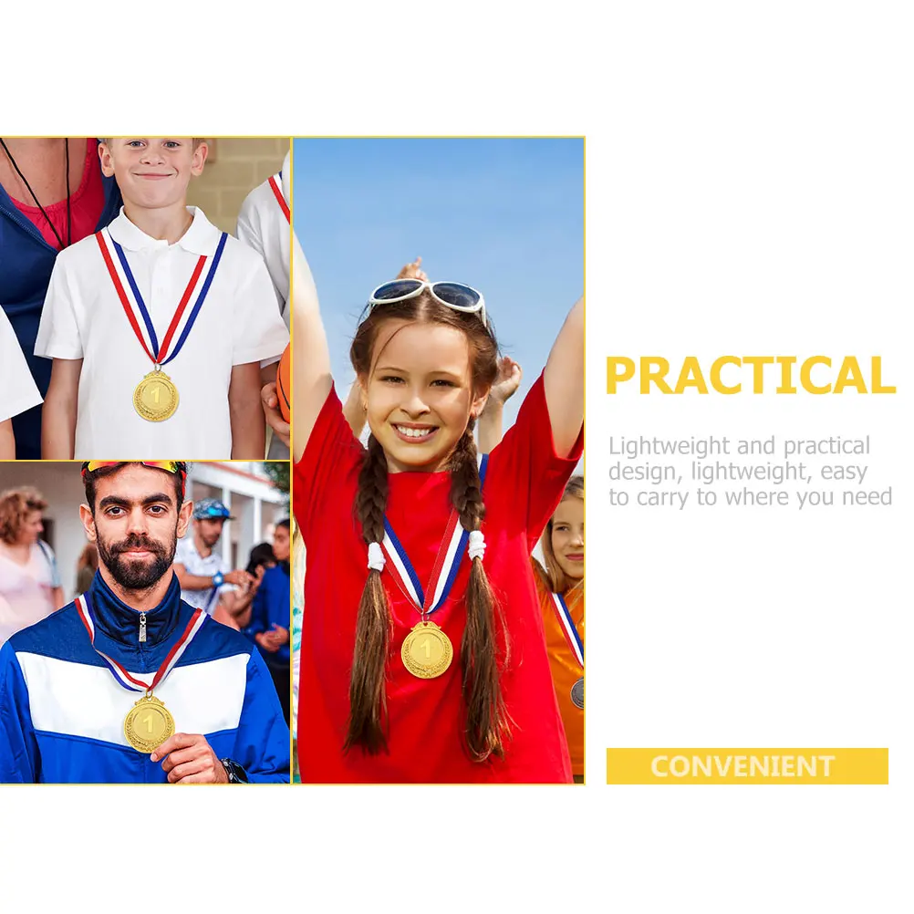 

12pcs Gold Medals For Awards Kids Sports Competitions Durable Zinc Alloy Lightweight Prizes Winner Number Medals School Team