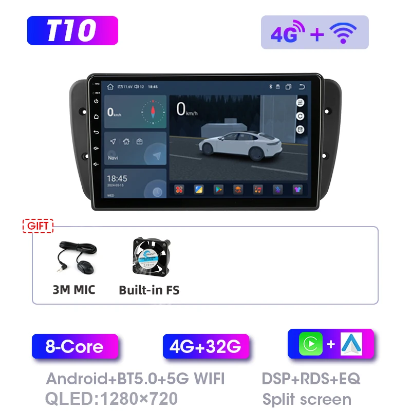 Srnubi Android Autoradio voor Seat Ibiza 6j 2009-2013 Draadloze CarPlay Android Auto WiFi GPS Navigatie BT Video muziek Stereo