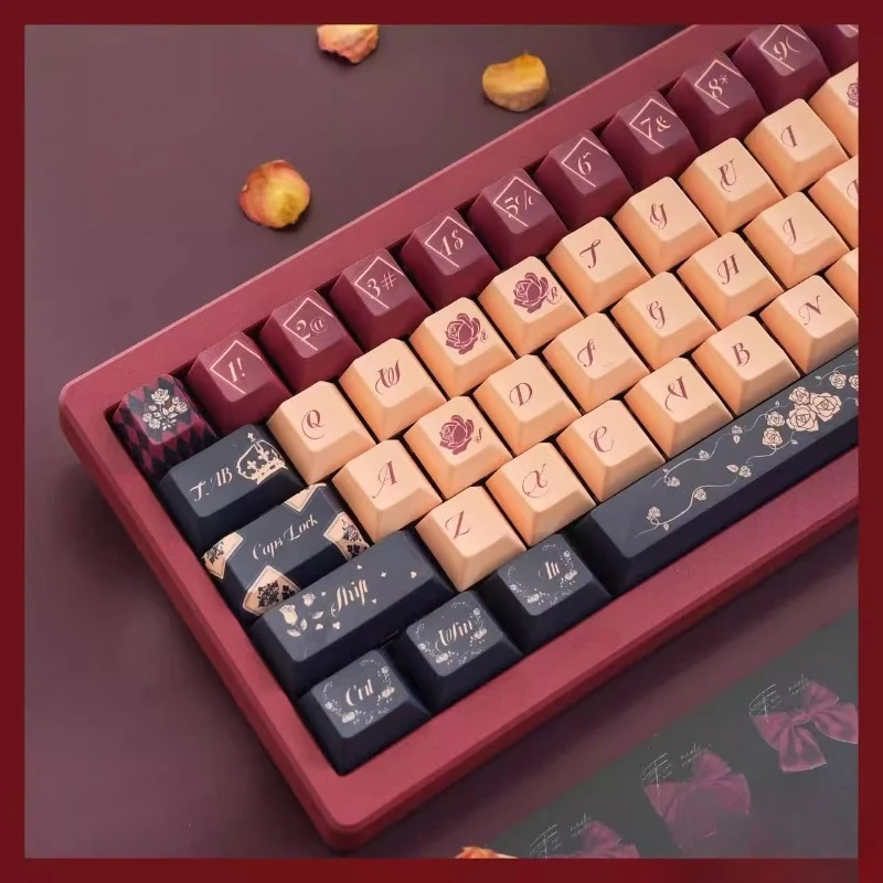 Imagem -03 - Avit-teclado de Poker Vermelho Cherry Keycaps Personalizados Material Pbt Altamente Sublimação Conjunto Completo Limitado ao Original