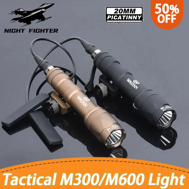 

WADSN M300 M600 M300A M600C Tactical Flashlight 400lm/600lm White LED Light Fit 20mm Rail Hunting Weapon Airsoft Accessories