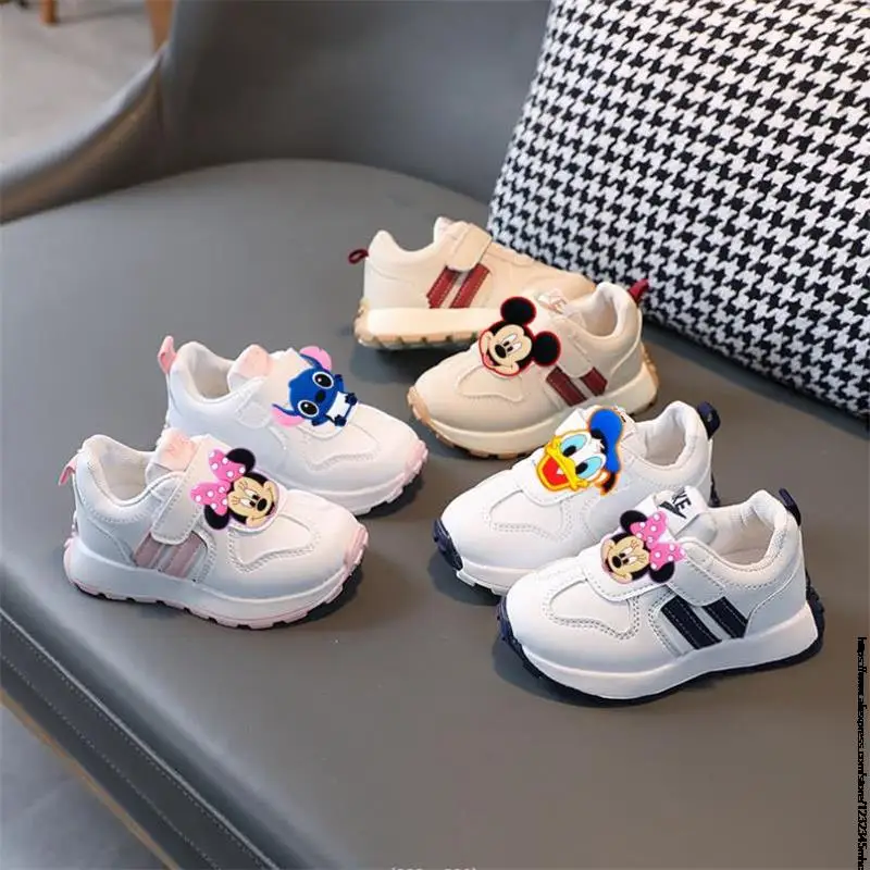 Disney Mickey Duck Boys Sneakers Comfortable Breathable Girls Shoes For Kids Sport Baby Shoes Stitch Fashion Toddler Infant Shoe