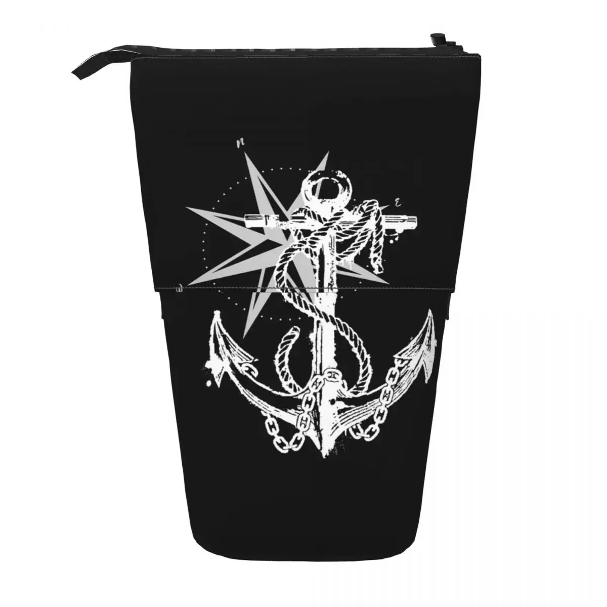

Nautical Compass Captain Anchor Boat ReversiblePencil Cases Pen Holder StorageLarge Capacity Pen Box Pencil Bag for Studen Gifts