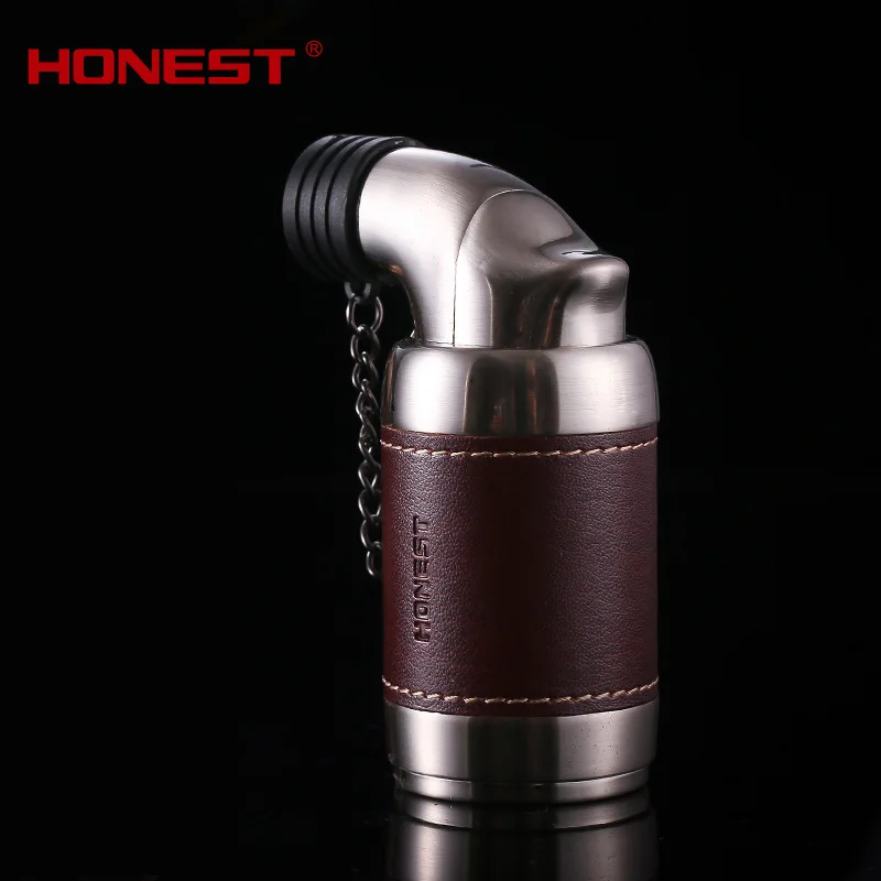 HONEST Metal Cigar Cigarette Tobacco Lighter 4 Torch Jet Flame Refillable Smoking Tool Accessories Portable Gift Box