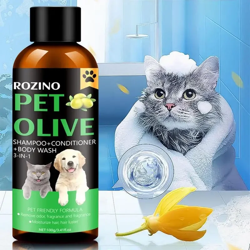 Dog Shampoo 3 in 1 Cat Olive Shower Gel Powerful Cleansing Sterilization Deodorization Fragrance Retention Pet Cleaning Supplies