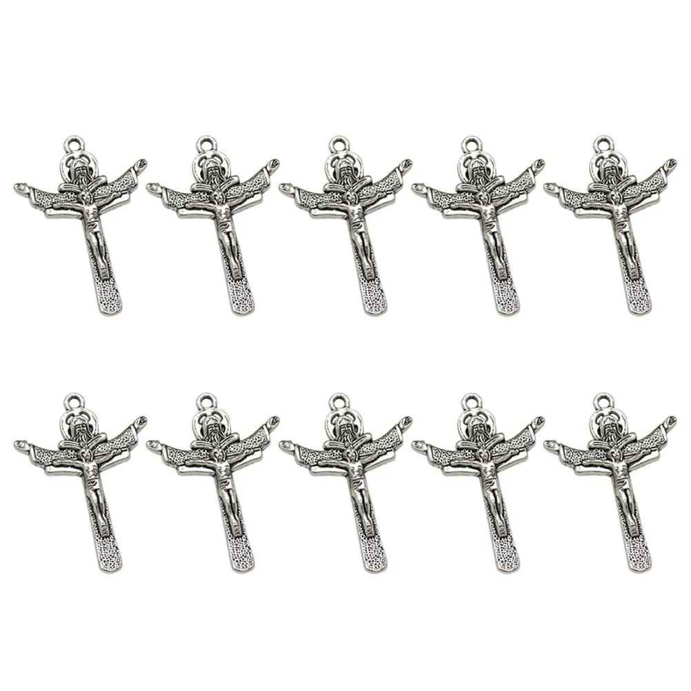

10Pcs Silver Cross Pendants Made of Alloy Fine Workmanship DIY Jewelry Accessories for Anklet Sweater Chain Jewelry