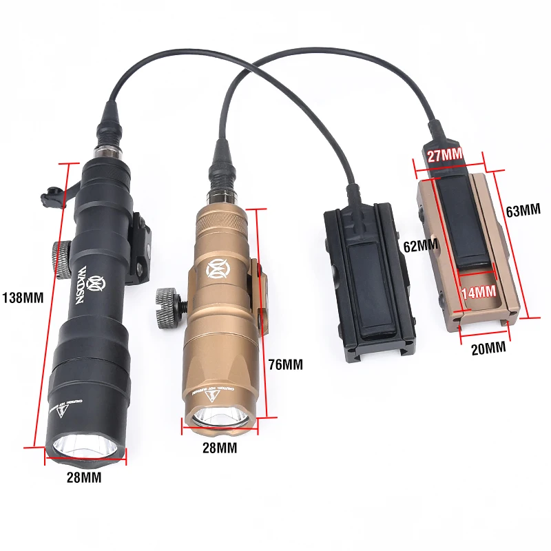 Imagem -02 - Wadsn-lanterna Tática com Metal Pressure Switch Base Caça Acessório Picatin Rail M300a M600df 1400 Lumens 20 mm