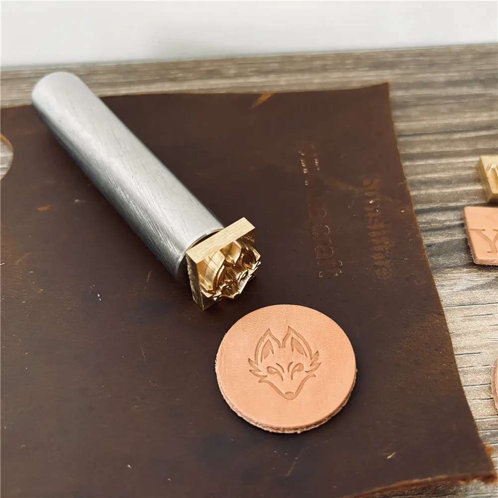 LOGO Customized Leather Stamp Handle Set Brass Mold Metal Stamping Pressing Carving Punch Branding Name Personalize Knocking Rod