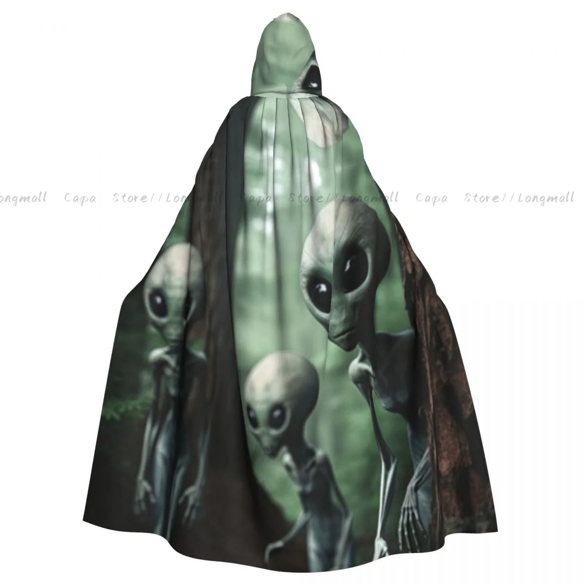 Adult Vampire Cape Hooded Robe Aliens In The Forest Halloween Cloak Full Length Cosplay