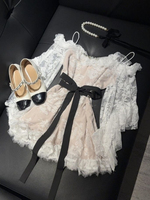 Harajuku Elegant Lace Y2k Mini Dress Autumn French Style Solid Fashion Princess Dress Casual Korean Short Party Dress Woman
