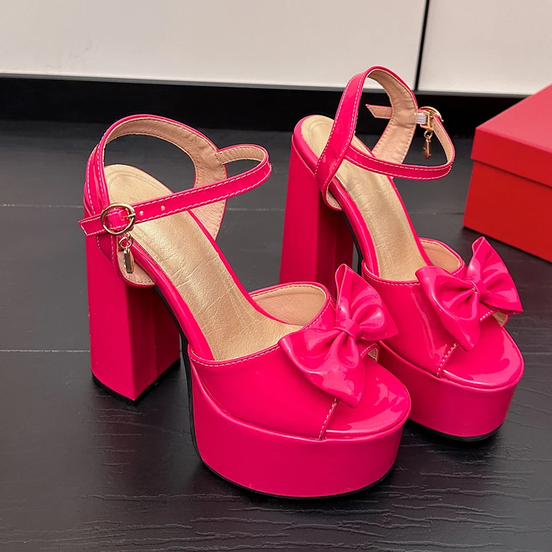 

Women's Sandals Summer Cute Bow Tie Peep Toe Sandals Super High Heels Designer Shoes for Women High Heel Sandals Sandalias Mujer
