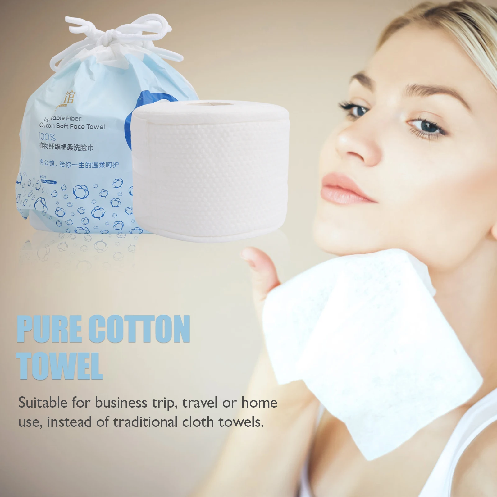 

Facial Towels Cleansing Cotton Makeup Remover Cloths Portable Disposable Washcloths Wipes