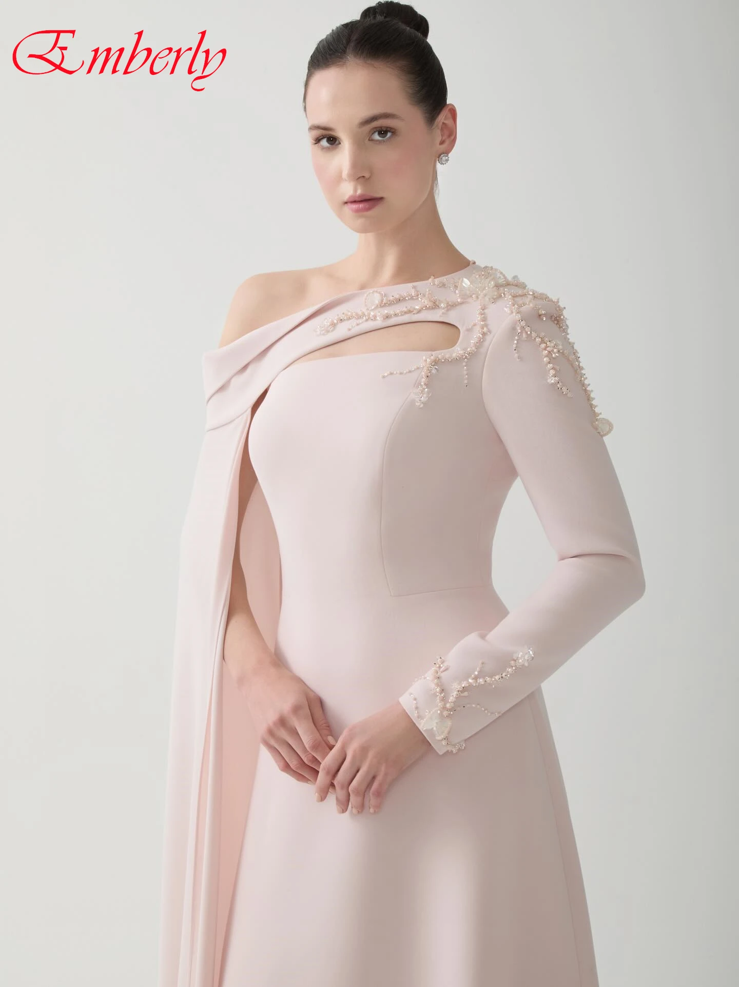 Vestido de noche Formal personalizado, corte en A, un hombro, manga larga, delicados vestidos de celebridades, vestido de fiesta de alta calidad a la moda