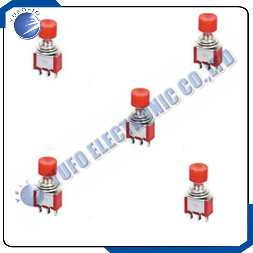 Free Shipping One Lot 5Pcs 3pin Momentary Red Push Button Toggle Switch PS-102 DS612 1NO 1NC AK