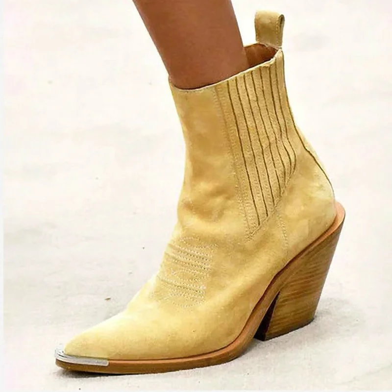 

2022 Women Pointed Toe Wedges Ankle Boots Women Solid Suede Comfortable Female Booties Fashion Fall Winter Commuting