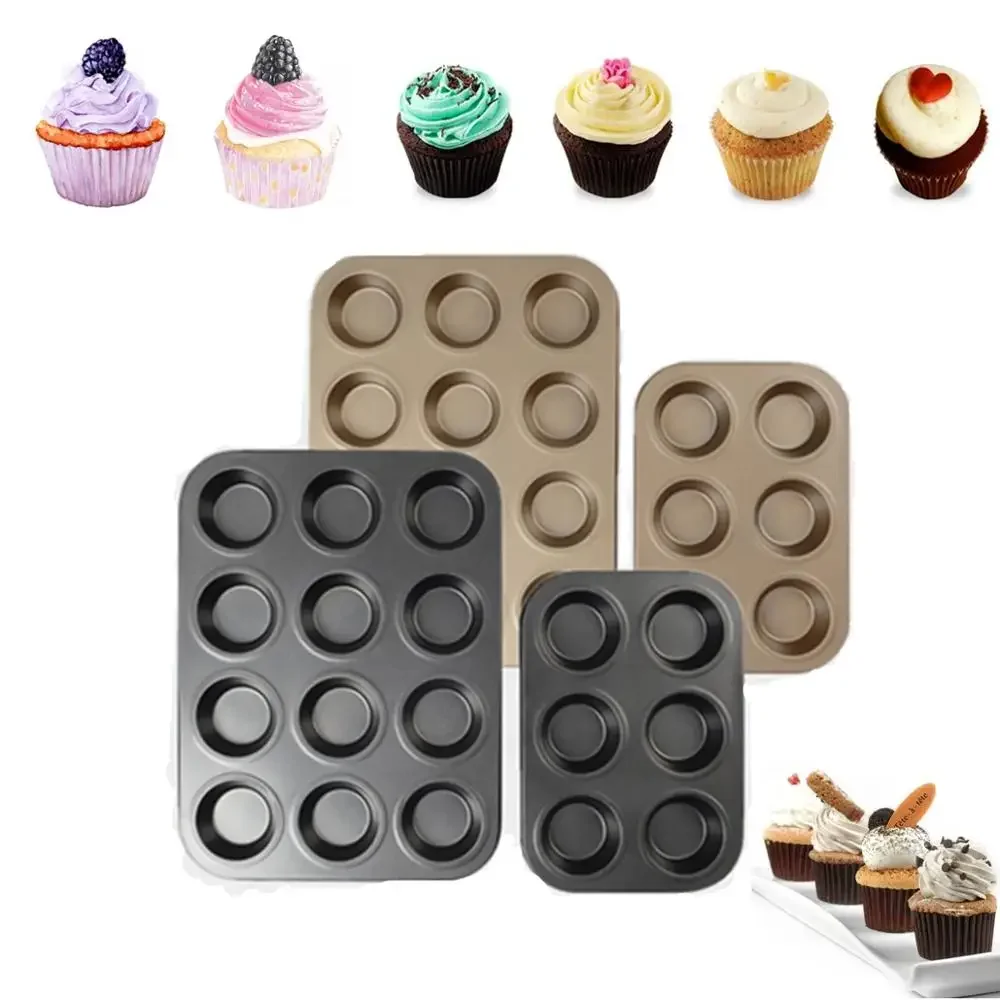 12 Cups Square Cupcake Pan Muffin Tray Cupcake Mold Muffin Pan Carbon Steel Baking Pan Non Stick Bakeware Black