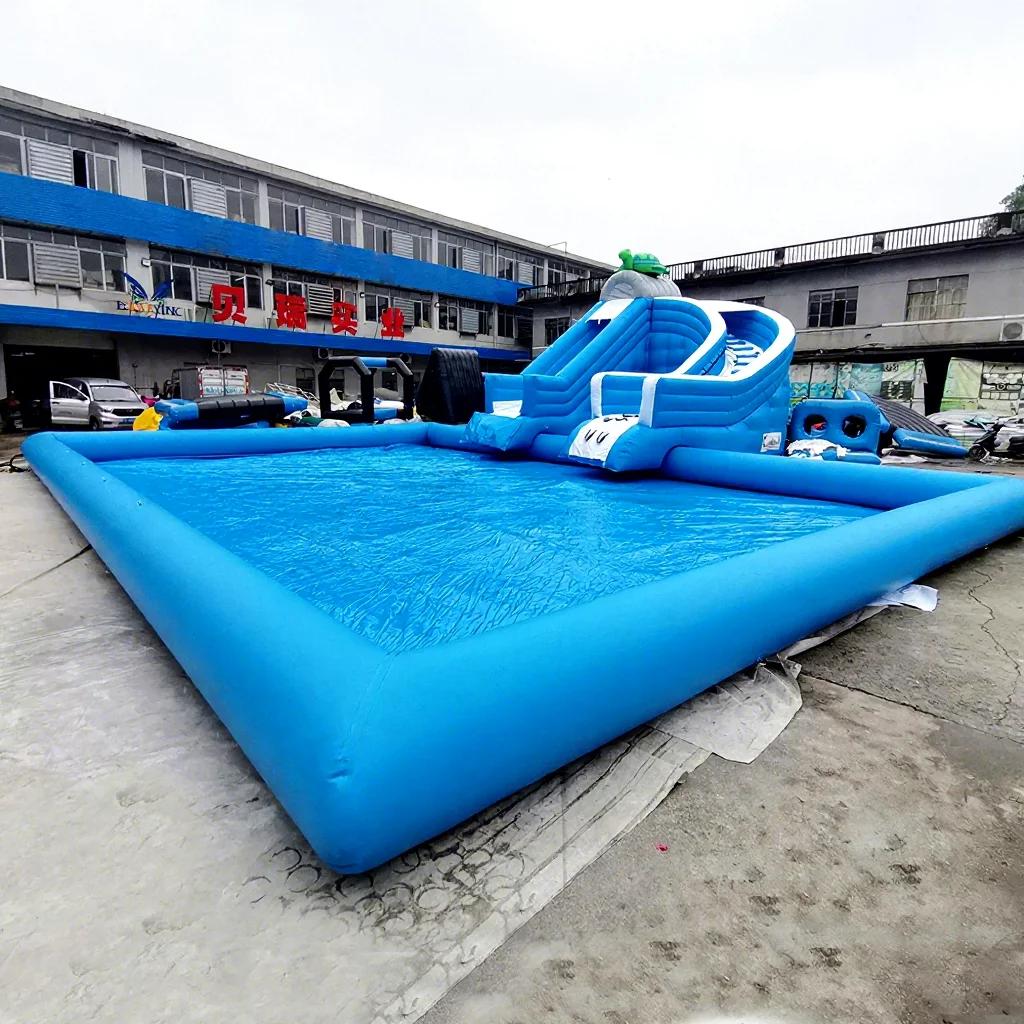 Customized  Inflatable Ground Water Park Castle Theme Park Project Tortoise Side Water Park