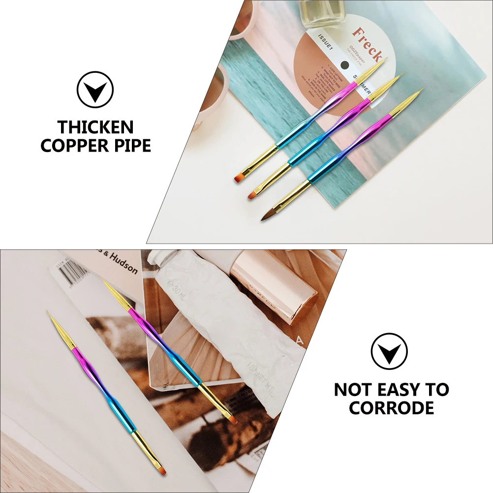 

3pcs Metal Tip Art For Gel Polish Dots Fine Drawing Flower Design Manicure Tool Professional Salon Home Use Painting Pen Nails