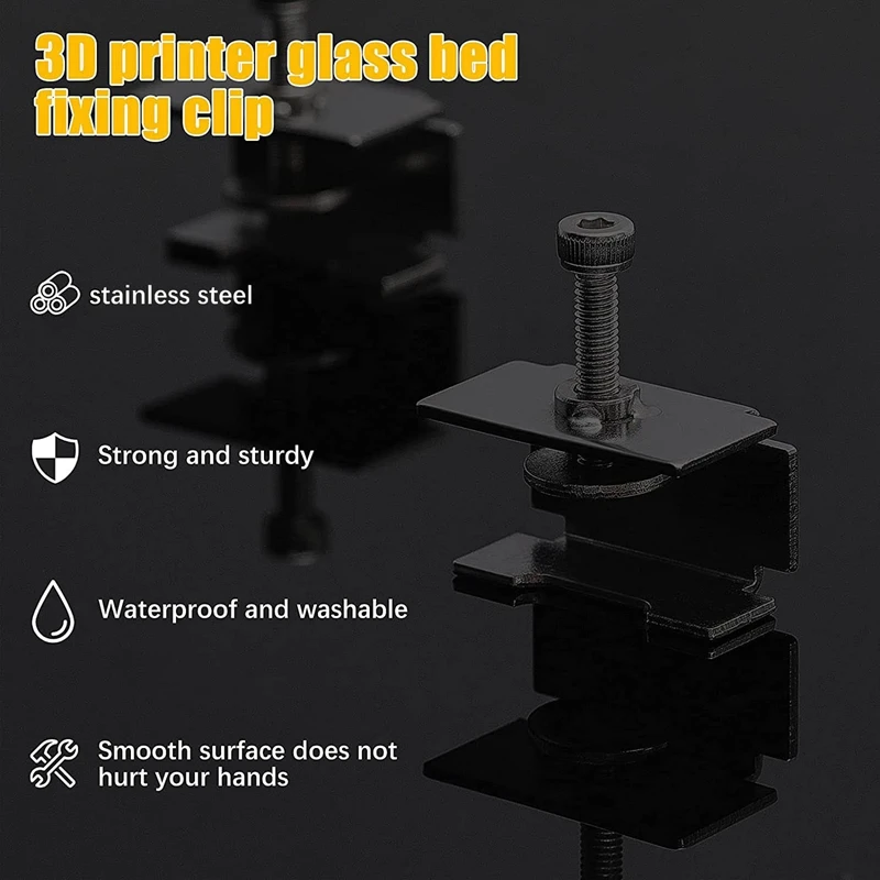 6 Pieces Glass Bed Clips For Ender 3/3 Pro/V2/3S Ender 5/Pro CR-20 Pro CR-10S Pro Adjustable 3D Printer Heat Bed Clamp