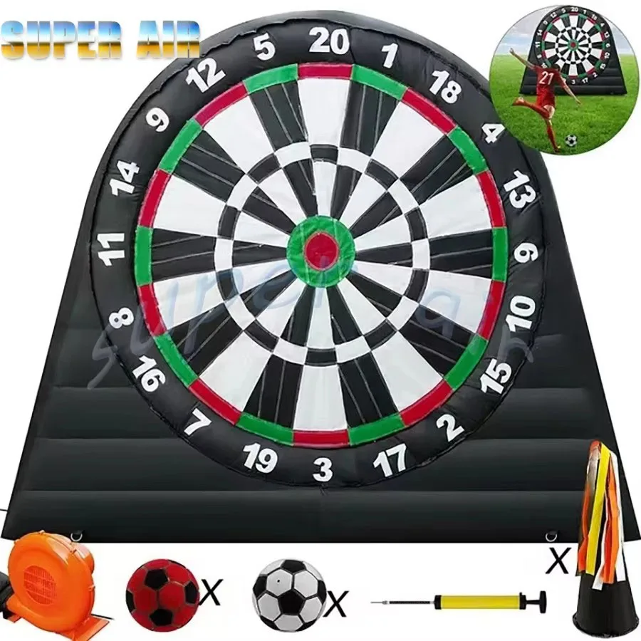 Popular childrend liked inflatable football dart board model with air fan for kids play