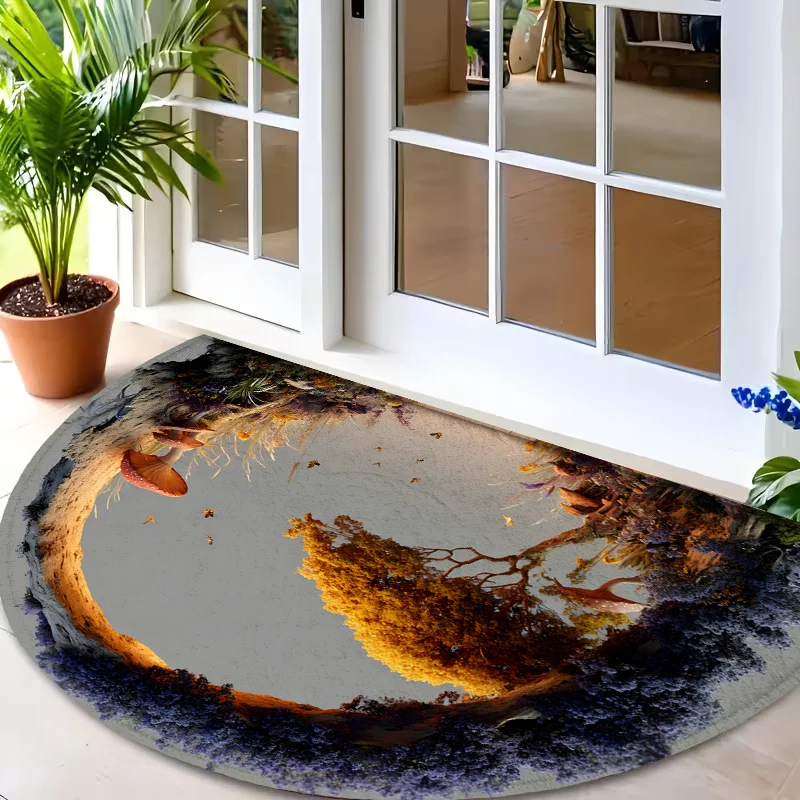 Fantasy Cave View Doormat Abstract Landscape Print Non Slip Entry Rug For Entryway Hallway And Nature Inspired Decor