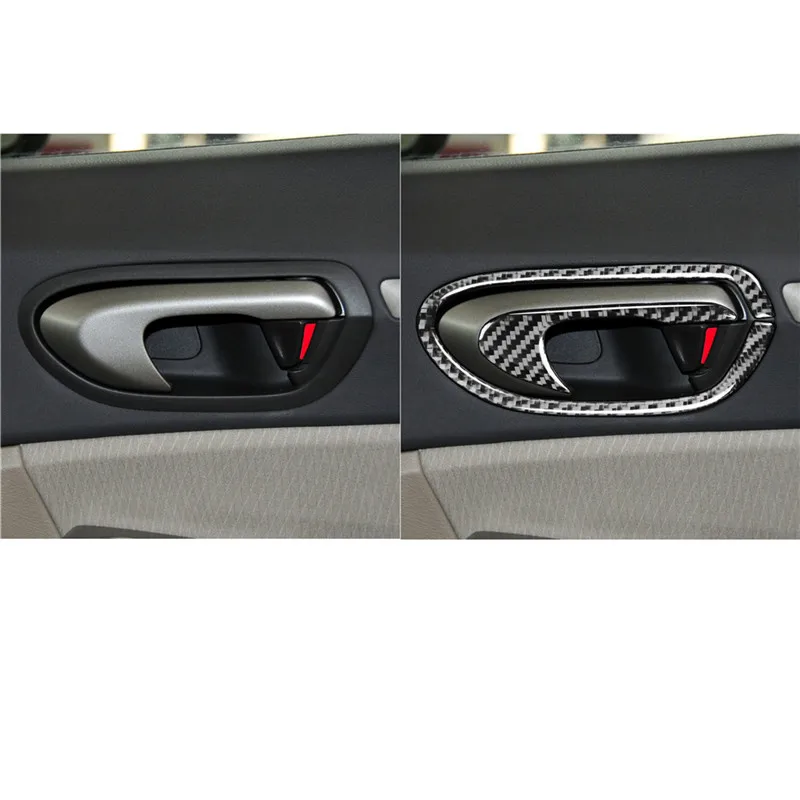 Pegatinas de cubierta de fibra de carbono para Honda Civic, accesorios para manija de puerta de coche de 8. ª generación, Kit de embellecedor decorativo, piezas interiores, 2006-2011