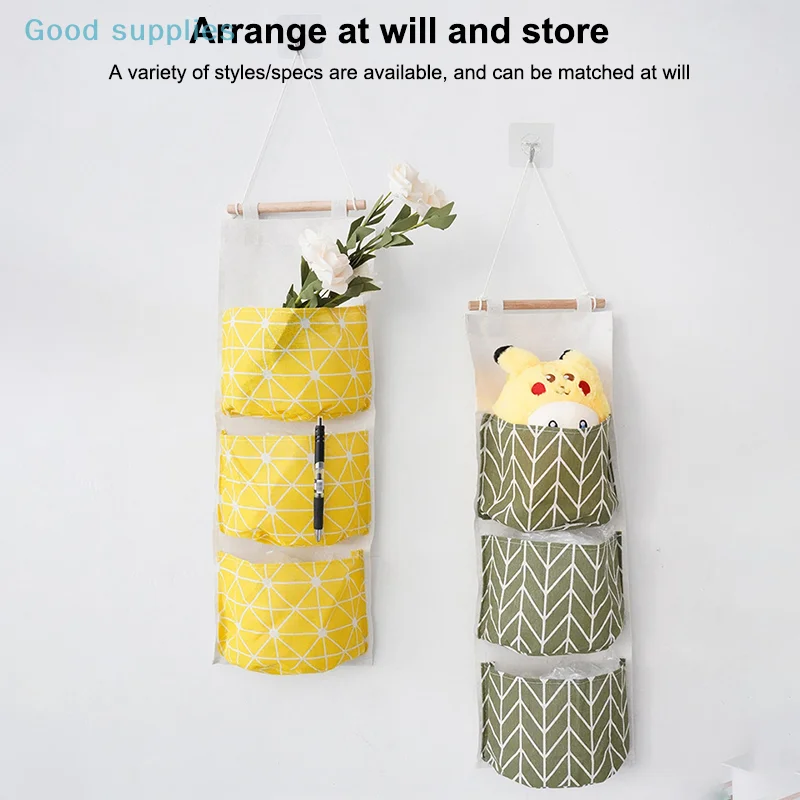 

1PC Waterproof Hanging Storage Bag with 3 Pockets Wall Mounted Closet Organizer Sundries Storage Bag for Home Organization