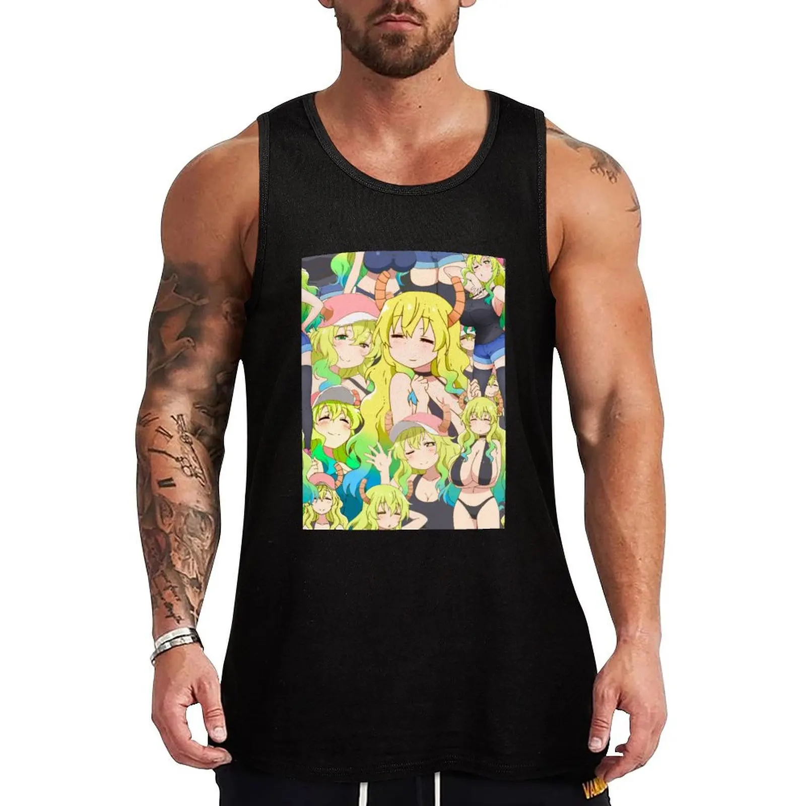 

Lucoa Tribute Pattern Tank Top Male vest sleeveless shirt man gym Gym T-shirts for men Gym wear